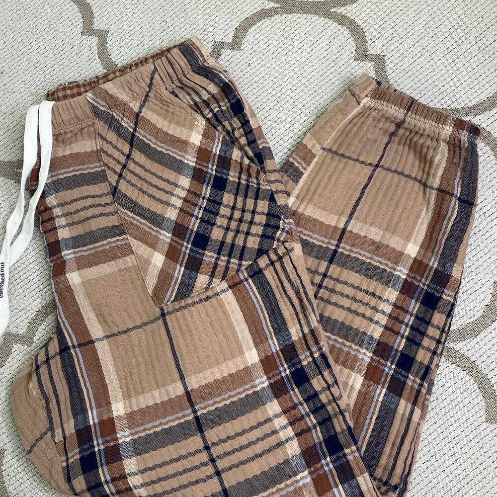 Aerie Soft Gauze Pajama Jogger pull on pj pants lounge, size large, Cappuccino